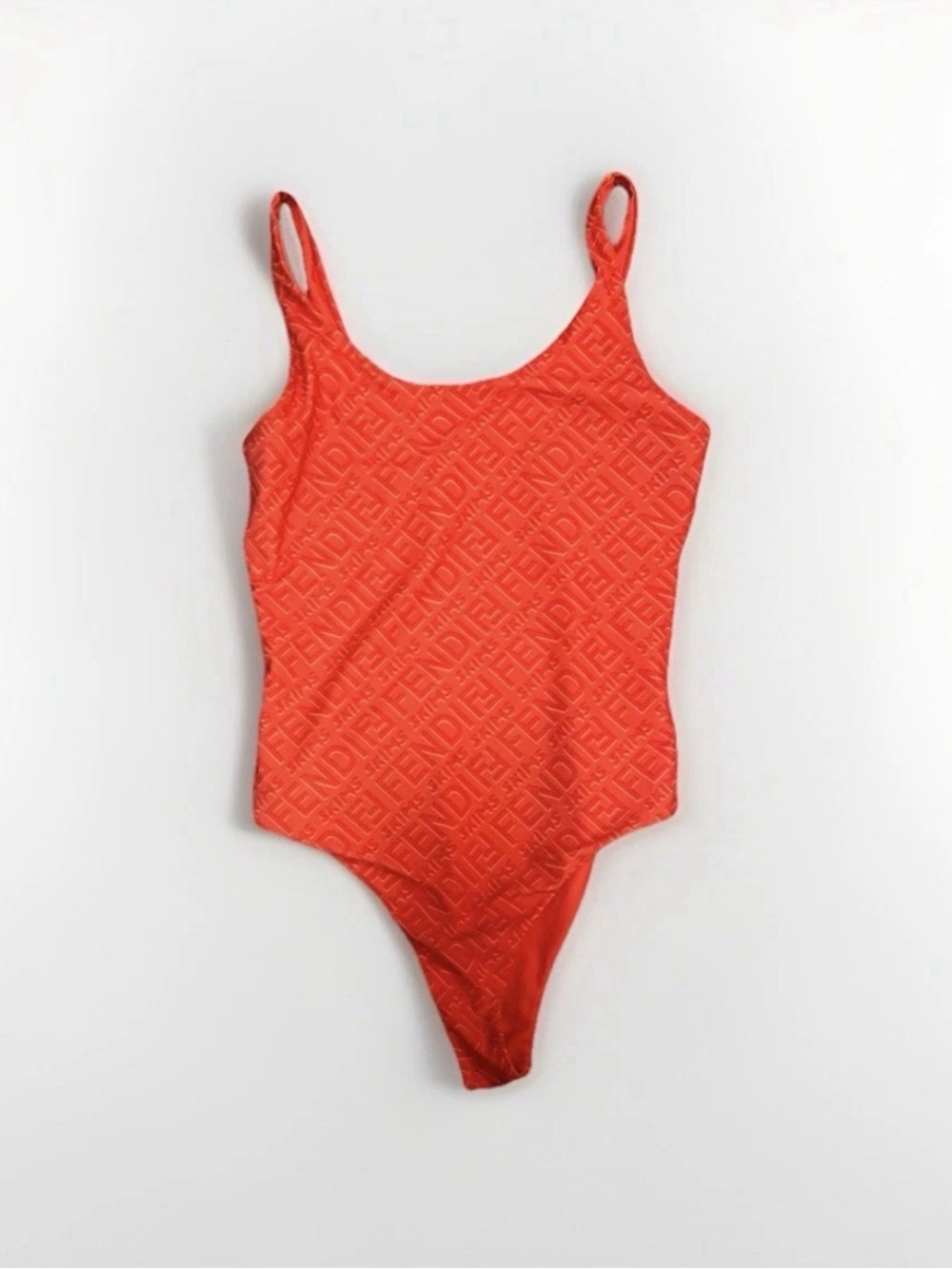 Designer Inspired Orange Embossed One-Piece Swimsuit Large Vegas Pool Party
